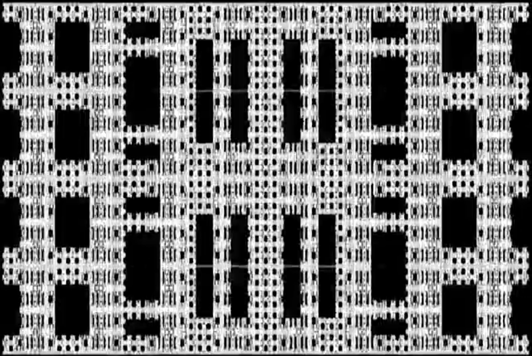 Black and white pattern of a technological glitch