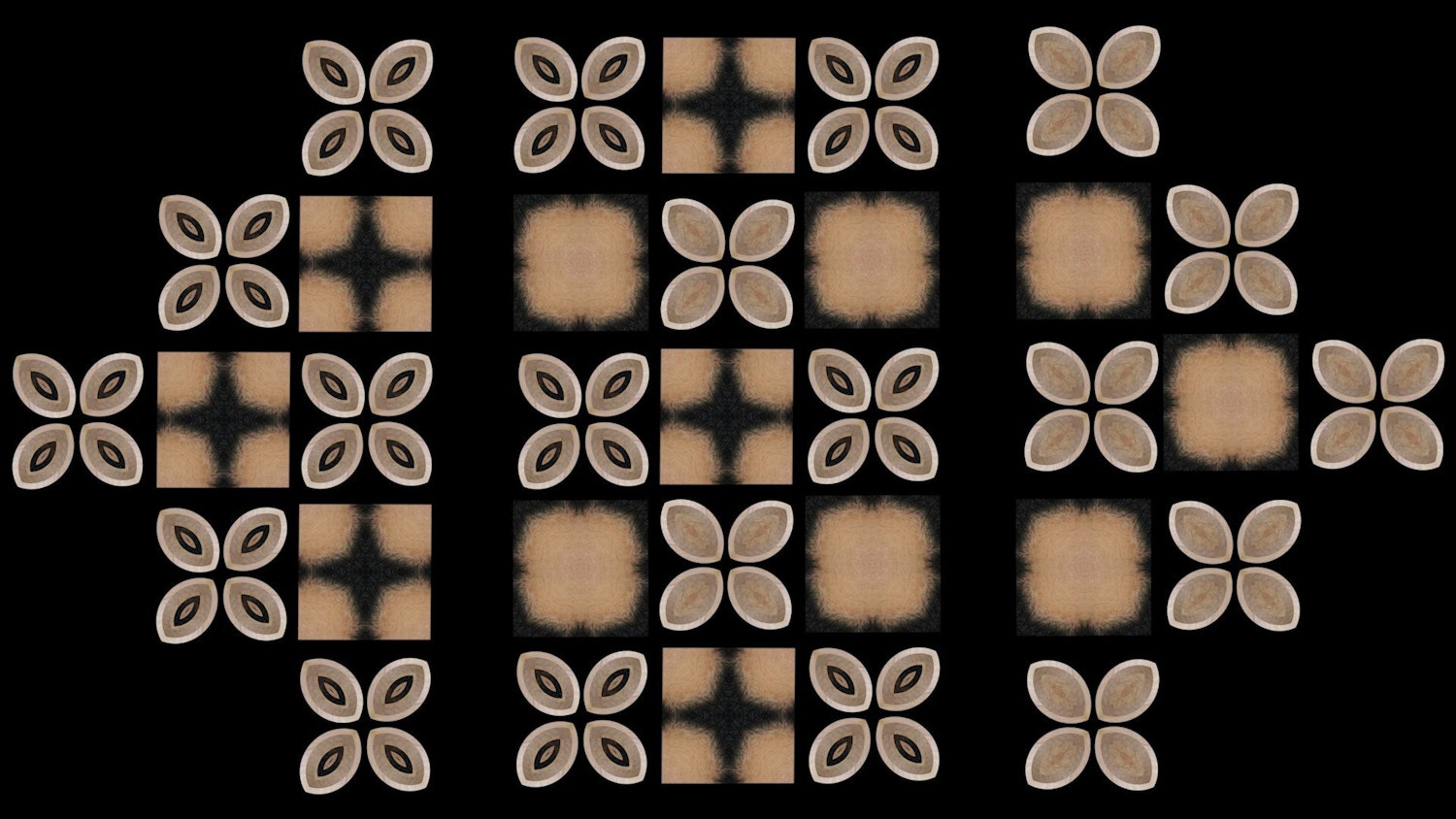A video still from a work by Darcell Apelu showing a decorative pattern decorative pattern inspired by nature found in the South Pacific