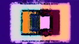 An abstract image made of purple, orange, and blue hues. The shapes resemble that of a camera viewfinder.