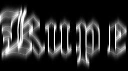 Kupe is written in blurry white gothic font on a black background.