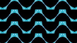 A blue and black pattern made of lines fills the frame.