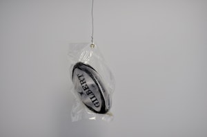 Vacuum-sealed rugby ball coated with semen
