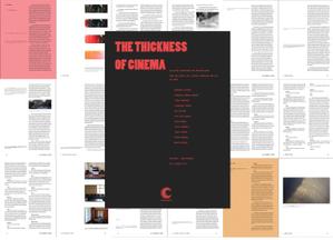 Preview of "The thickness of Cinema" e-book showing some of the colourful pages of text