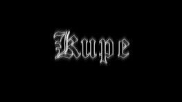 In white gothic font the word Kupe is written on a black screen.