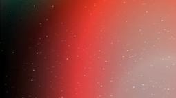 An abstract colour field fading from black, to red, to white. There are floating white specks.