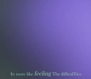 In this still from Angel C. Fitzgerald's video work a hazy blurred purple and grey bleed into each other, subtitles read "It's more like feeling the difficulties"