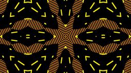 An orange, yellow and black pattern fills the frame.