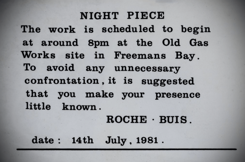 Invitation to Night Piece by Peter Roche and Linda Buis, 1981.