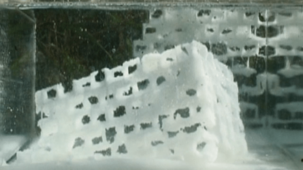 A salt structure dissolves in water