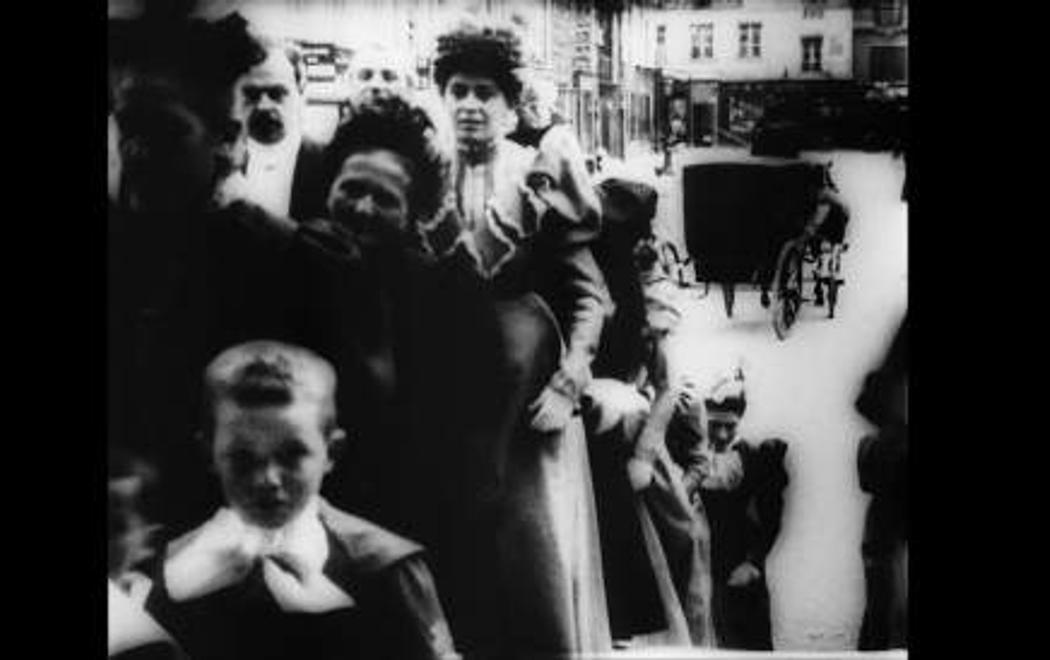 A dark old image of a group of people