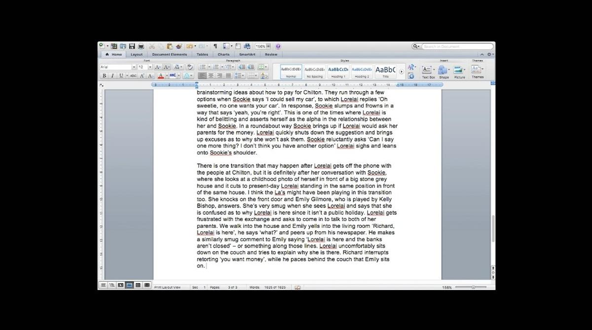 A word document displaying someone memory of the plot from a television soap opera