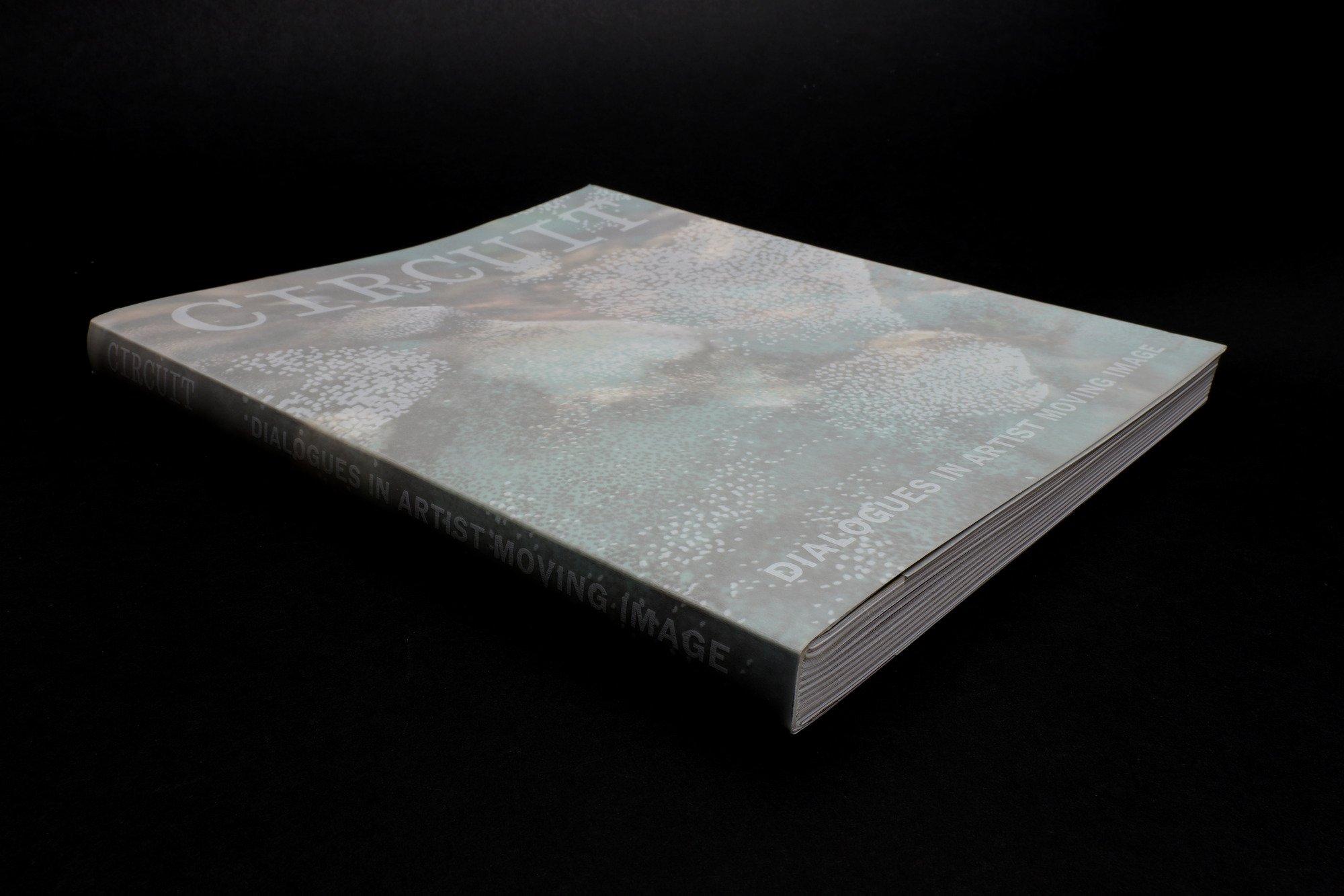 A book floating on a black background. The title says Detail: CIRCUIT: Dialogues in Artist Moving Image.