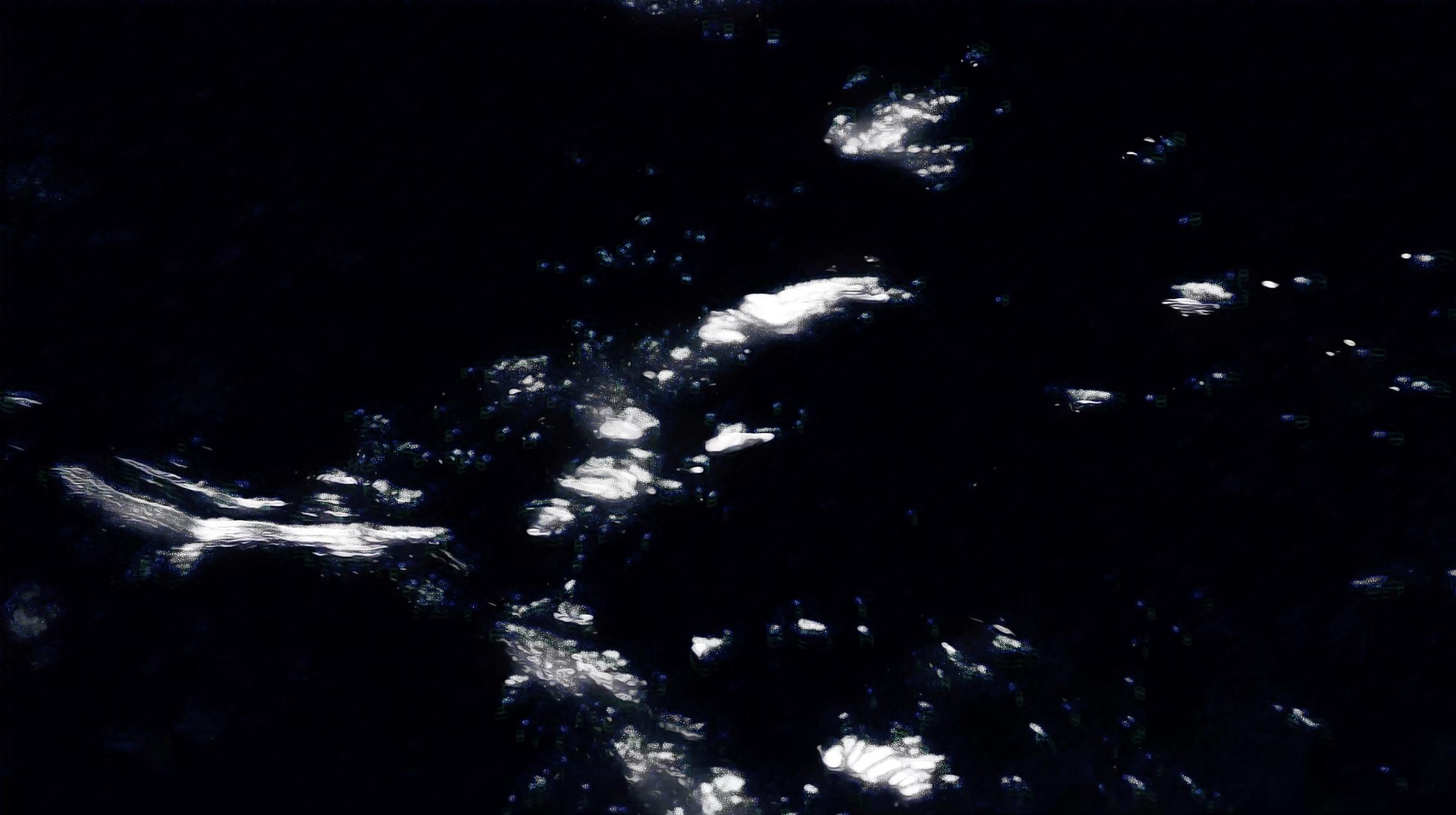 A black and white image of water
