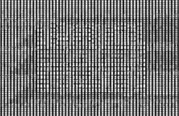 White lines of pixels and numbers like that of binary code make a dense pattern.