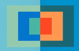 An abstract image of blue and orange toned rectangles.