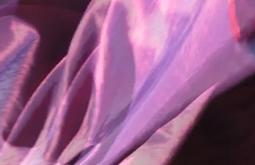 Sheer pink fabric glistens in the sun.
