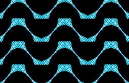 A blue and black pattern made of lines fills the frame.
