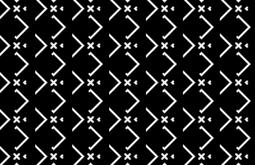 A black and white pattern made from short lines fills the frame.