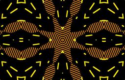 An orange, yellow and black pattern fills the frame.