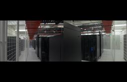A split screen of a server room.