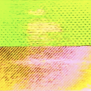 Two swathes of textured colour with a horizontal line dividing them, green on top, and pink underneath.