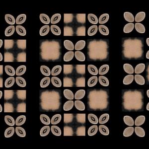 Brown and beige digital hiapo designs sit in a grid-like format on a black background