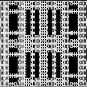 Black and white pattern of a technological glitch